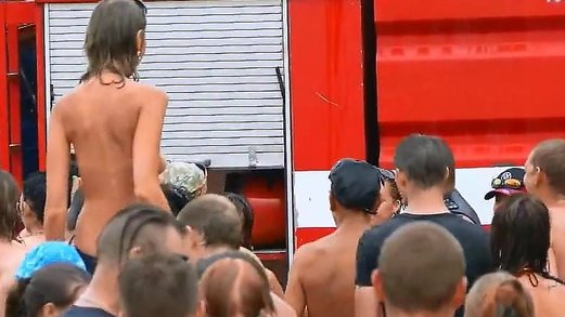 Topless Girls at Open Air Disco