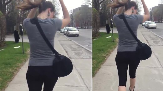 Tight teen jogger wiggles her pretty ass for candid cameras