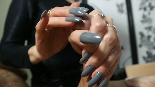 Gray Nails Tease and Handjob