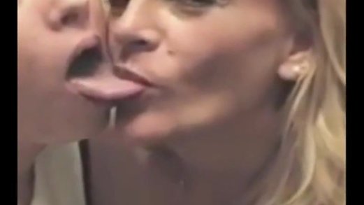 mother sucking the tongue of her daughter -  Kissing Mouth F