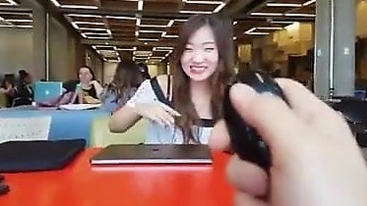 Cute Asian girl getting teased by bf