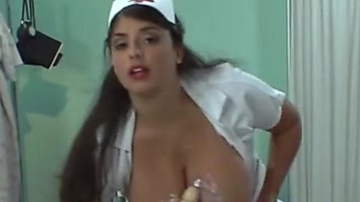Busty British Nurse Olied Tit Wank & Fuck