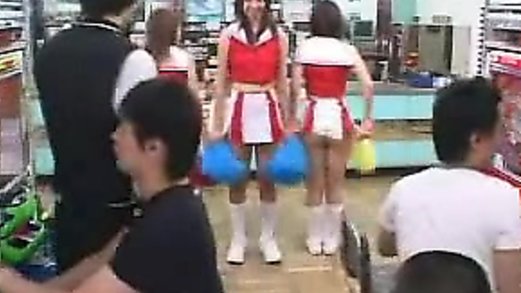 3 Pantyless Jap Cheerleaders