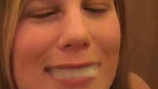 Girl Brushing her Teeth with Cum