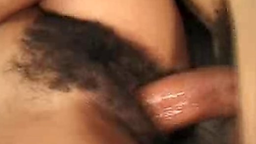 Young black girl with hairy pussy gets fucked