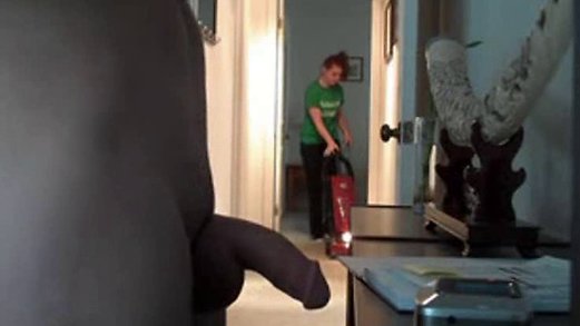 Flashing the cleaning girl