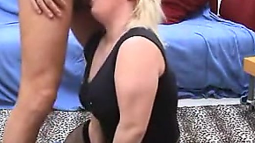 Chubby Blonde Gets a Serious Face Fuck