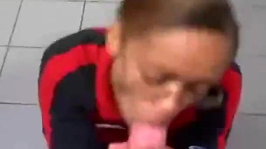 Gas station cashier giving blowjob