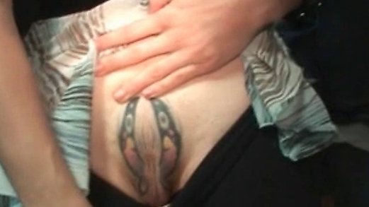 Amateur slut showing off her tattooed pussy and getting fuck