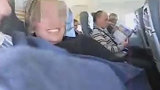 Spanish couple crazy handjob in a plane (amazing)