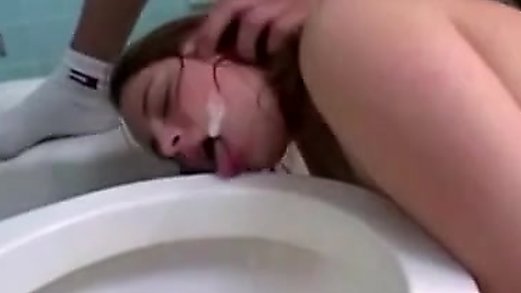 Sex with her head in a toilet