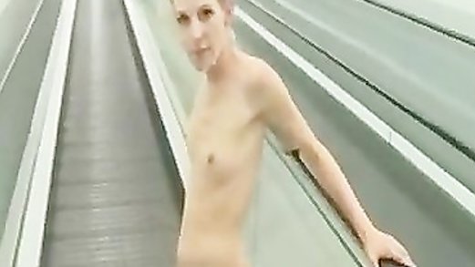 Walking With Cum On Face In Shopping Center